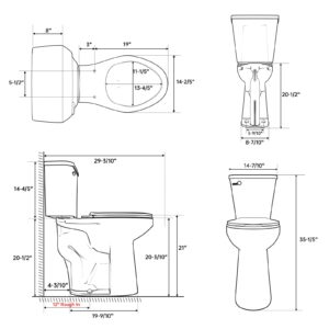 SUPERFLO High Toilets For Seniors 21 Inch| Elongated Extra Tall Toilets With 1.28 GPF Single Flush | 12 Inch Rough In Toilets For Bathrooms Tall Height Suitable For Tall Person & Disabled