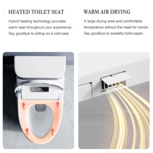 XCQQ Bidet Toilet Seat Round, Bidet with Warm Water and Air Dryer, Heated Toilet Seat, Multiple Spray Modes for Family Members, Self Cleaning Nozzle, Night Light, Remote Control