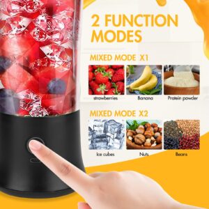 Portable Blender, 21Oz/600ML Mini Personal Juicer for Shakes and Smoothies, USB Rechargeable Juicer Mixer Blender With 6 Blades, Multi-Function Juice Cup for Home Office Gym Sports and Travel (Black)