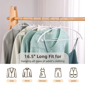 MOPALL Non Slip Coat Hangers 20 Pack No Shoulder Bumps and Space Saving, Wide Heavy Duty Clothes Hangers with Nano-Dipped Rubber Coated Surface for Sweaters/Suits/Dresses/Pants,Shirt(White, 20 pc)