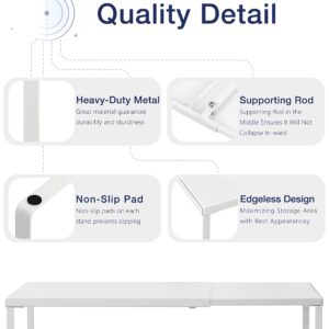 Nxconsu Cabinet Shelf Expandable Organizer Riser Rack for Kitchen Pantry Cupboard Under Sink Countertop Home Organization Extra Storage Space Saver Heavy Duty Metal Edgeless Design White Large