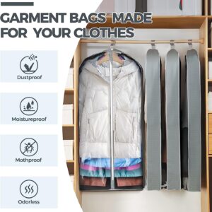 4 pack 40" Clear Garment Bags for Hanging Clothes, Suit Bags for Closet Storage, Clothing Storage, Garment Bags for Travel Covers with 4" Gussets for Coats, Shirts, Jackets, Sweater