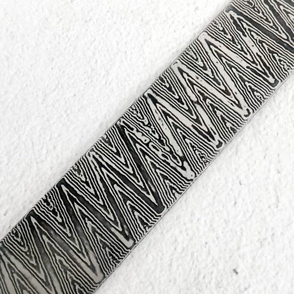 HAND FORGED DAMASCUS STEEL BILLET BAR FIRE PATTERN LIGHTNING 150x25x3mm