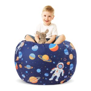 decalsweet bean bag chair for kids stuffed animal storage beanbag chairs,toddler toy storage organizer for girls and boys,32'' cover（no filling) only,upgraded materials