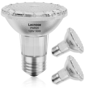 lacnooe par20 bulbs, 2 pack 120v 50w par20 flood light bulbs, long lifespan high output reflector flood lights, e26 medium base, dmimable, warm white