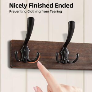 UDENIS Wall Mount Wooden Coat Rack,Coat Hanger with 4 Metal Hooks for Dog leashes Key Towel Robe Coat Entryway Bathroom Mudroom,Dark Brown