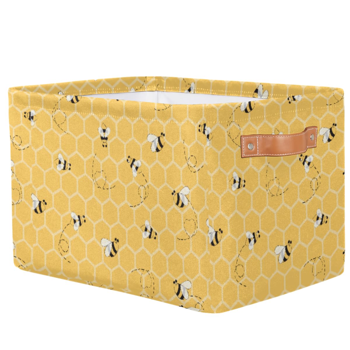 Bumble Bee Basket for Kid Foldable Closet Storage Bins Rectangle Storage Box 15 x 11 x 9.5 Inch Collapsible Storage Bin for Home Closet Shelf Bedroom Halloween Party Decor