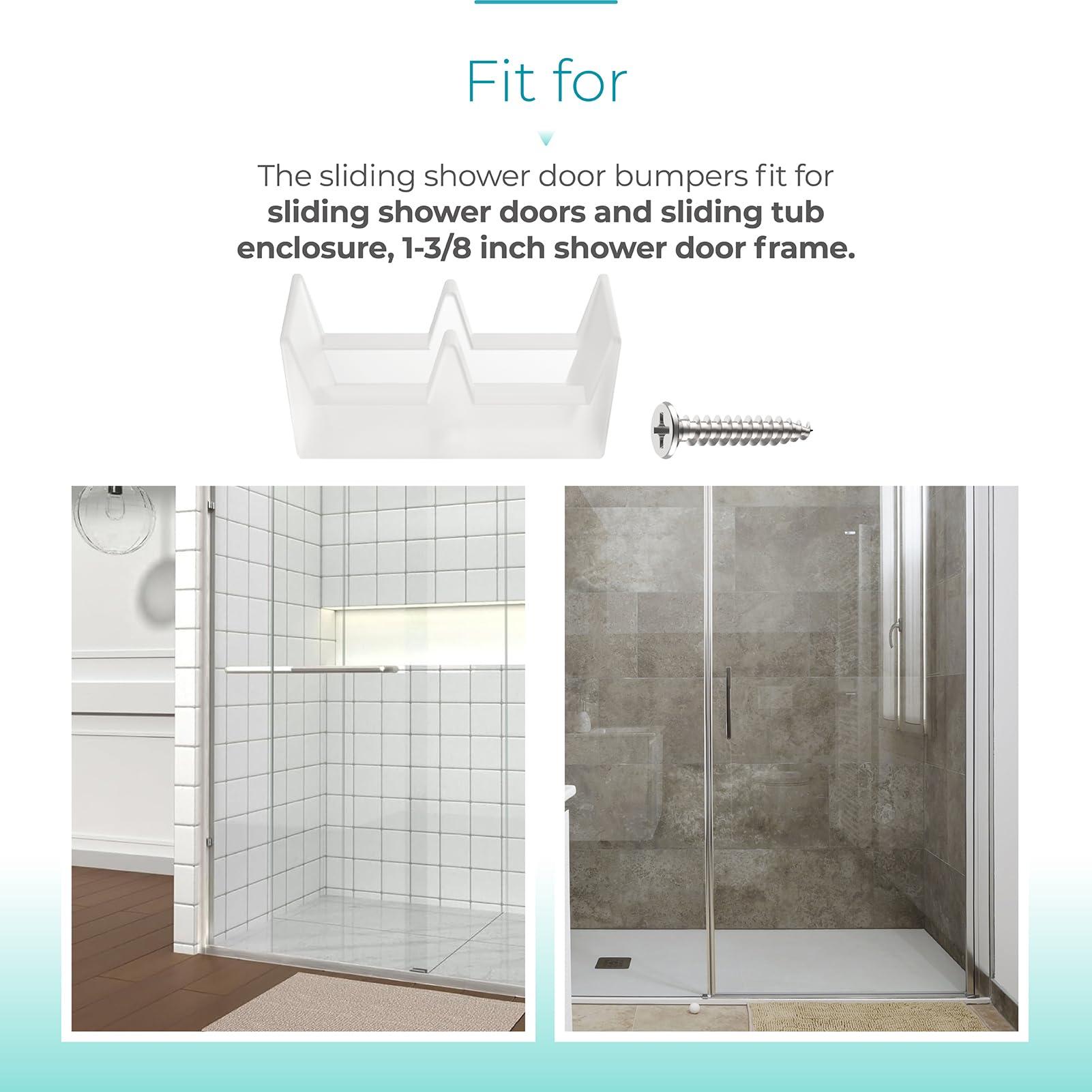 Framed Sliding Shower Door Opaque Bumpers Suitable for All Kinds of Shower Glass Moving Doors,Clear Shower Doors Bumper Pads Ideal for Use with Sliding Tub Enclosure,Shower Door Replacement Parts,2 Pc