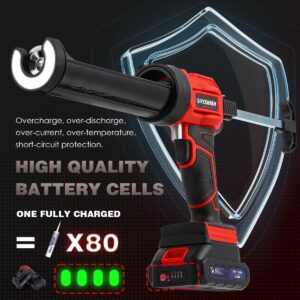 VISHIGH 2 in 1 Cordless Caulking Gun with 2 Batteries, for 10oz-20oz/300-600ml Cartridges and Sausage Packs, Anti-Dripping with LED Light