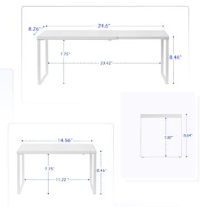 Nxconsu Cabinet Shelf Expandable Organizer Riser Rack for Kitchen Pantry Cupboard Under Sink Countertop Home Organization Extra Storage Space Saver Heavy Duty Metal Edgeless Design White