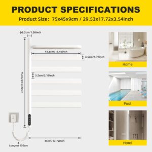 Heated Towel Rack with Top Tray,Electric Swivel Towel Rack Wall Mounted Drying Rack, Towel Warmer 5 Bars with Built-in Timer, for Home Bathroom, Salons and Spas,Plug-in or Hardwired,White