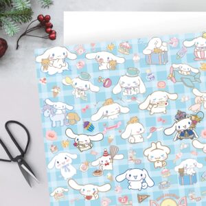 EYQQM Pack of 5 CINNAMOROLL Gift Wrapping Paper 20" x 30" Kraft Paper Sheets Quality Kitty Birthday Wrapping Paper Set for Kids, Party Storage Festive Decoration (Blue Puppy)