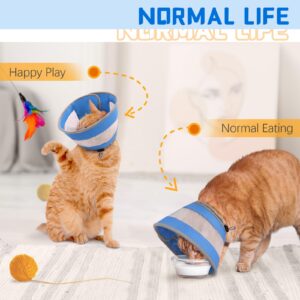 GoGoPaw Cat Cone, Breathable Cat Cone Collar Soft, Adjustable Cat Cone to Stop Licking, Water Resistant Neck Cone for Cats with Air Mesh, Protective Cat Recovery E Collar for Cat Kitten（Blue,S-2