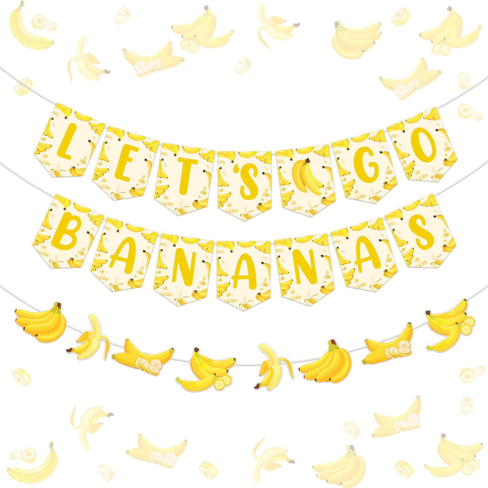 Banana Birthday Decorations Let's Go Bananas Banner Gold Banana Theme Garland for 1st Birthday Baby Shower Banana Fruit Themed Party