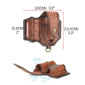 Tourbon Men's EDC Leather Pouch for Belt Multitool Sheath Folding Knife Pocket Tool Organizer with Flashlight Holster Carrier