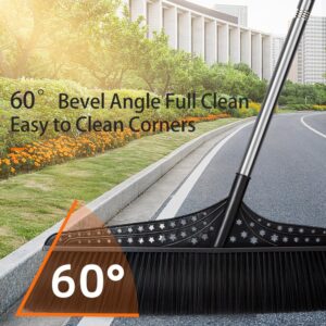 Heavy Duty Outdoor Angle Broom with 20" Wide 51" Long Handle Stiff Bristles Sweeper Perfect for Driveway/Courtyard/Industry Area/Lobby/Mall/Garage/Wood/Stone/Tile/Concrete Floor Sweeping