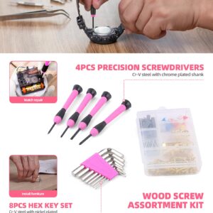 143 Pcs Pink Homeowner Tool Set with 3.6V Cordless Screwdriver General Household Hand Tool Kit with Plastic Tool box Storage Case for Women,Men