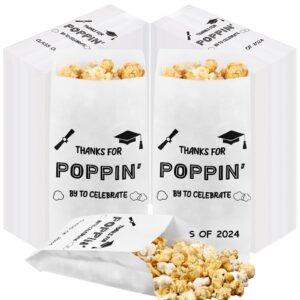 sunnychicc 200 pcs class of 2025 popcorn bags graduation party favors snack goodie cookie bags grease resistant paper individual servings for graduation party favors pop corn bag bulk(poppin)