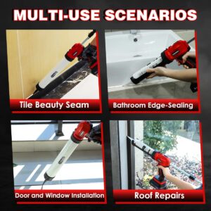 VISHIGH 2 in 1 Cordless Caulking Gun with 2 Batteries, for 10oz-20oz/300-600ml Cartridges and Sausage Packs, Anti-Dripping with LED Light