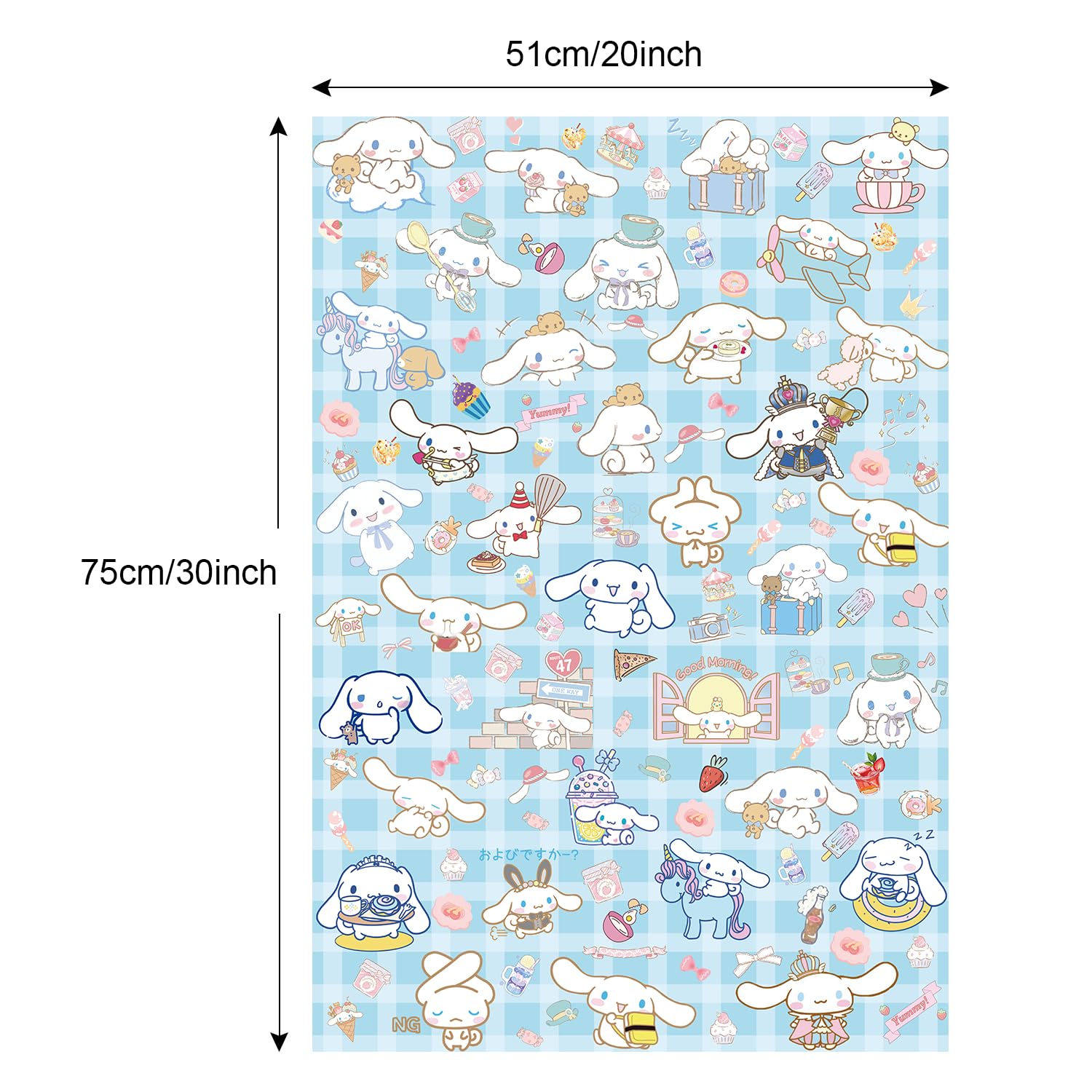 EYQQM Pack of 5 CINNAMOROLL Gift Wrapping Paper 20" x 30" Kraft Paper Sheets Quality Kitty Birthday Wrapping Paper Set for Kids, Party Storage Festive Decoration (Blue Puppy)