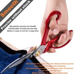 Fengliren Sewing Scissors Professional 10 inch Heavy Duty Fabric Shears for Tailoring Leather Cloth Red Industrial Strength High Carbon Steel Tailor Shears for Home Office Dressmakers