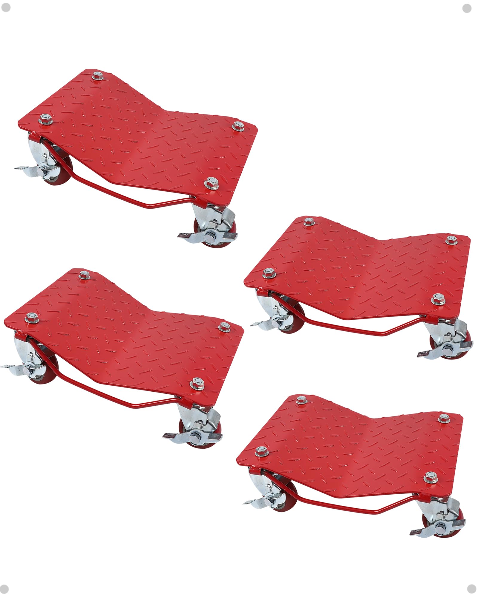 Garvee Car Dolly Set of 4 with 6000 lbs Capacity, Carbon Steel Heavy Duty Car Mover Wheel Dollies with Antiskid Plate & 360 Degree Rotatable Wheel, 16"*13", Red