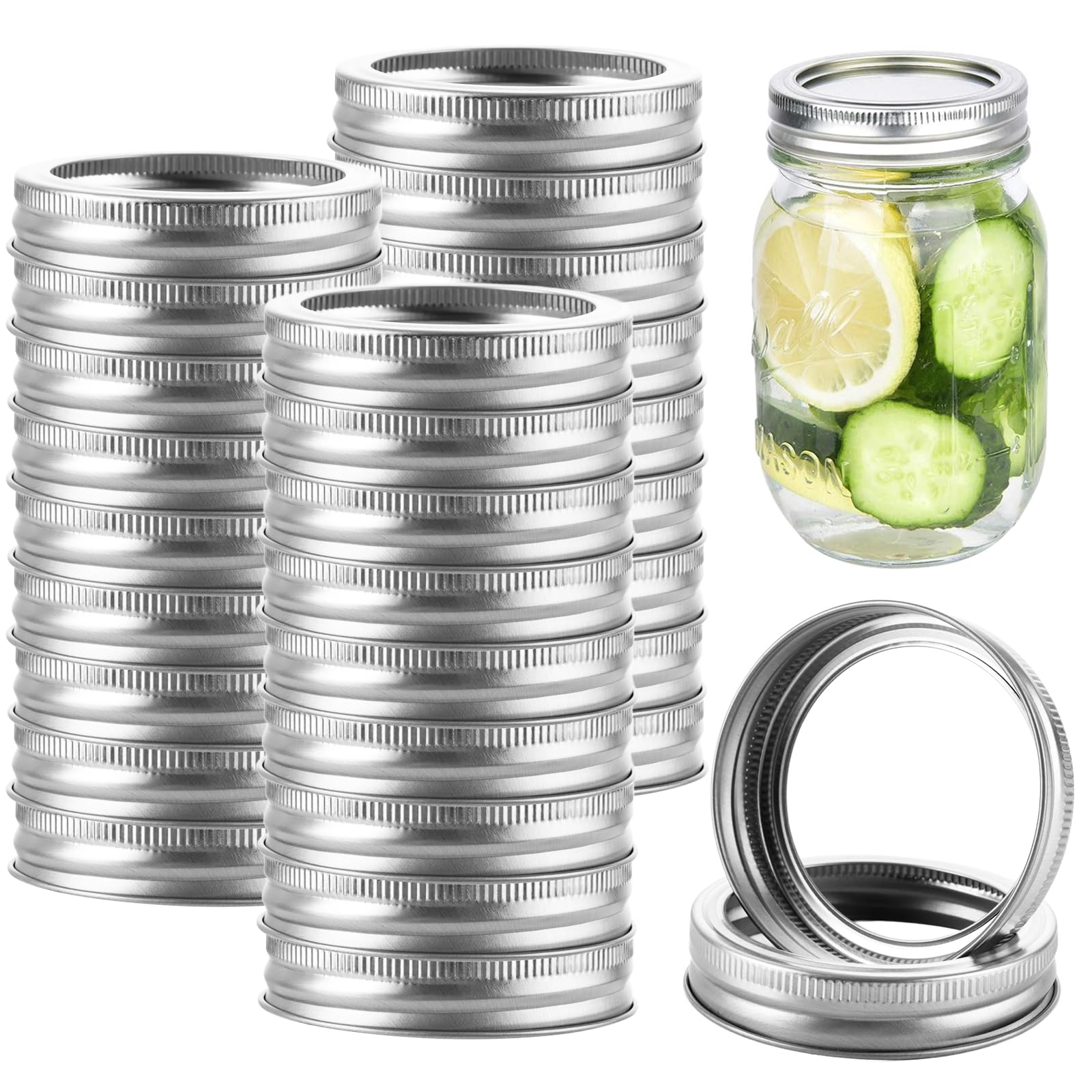 LOYORTY 50PCS 70mm Regular Mouth Canning Rings, Silver Mason Jar Rings Regular Mouth, Rust Resistant Mason Jar Replacement Rings for Mason Jar, Canning Lids, Storage