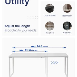 Nxconsu Cabinet Shelf Expandable Organizer Riser Rack for Kitchen Pantry Cupboard Under Sink Countertop Home Organization Extra Storage Space Saver Heavy Duty Metal Edgeless Design White