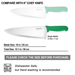 BOLEXINO 10 inch Japanese High Carbon Stainless Steel Chef Knife, Professional Sharp Wide Cook Knife with Non-slip Ergonomic Handle, for Kitchen Home Restaurant (Green)