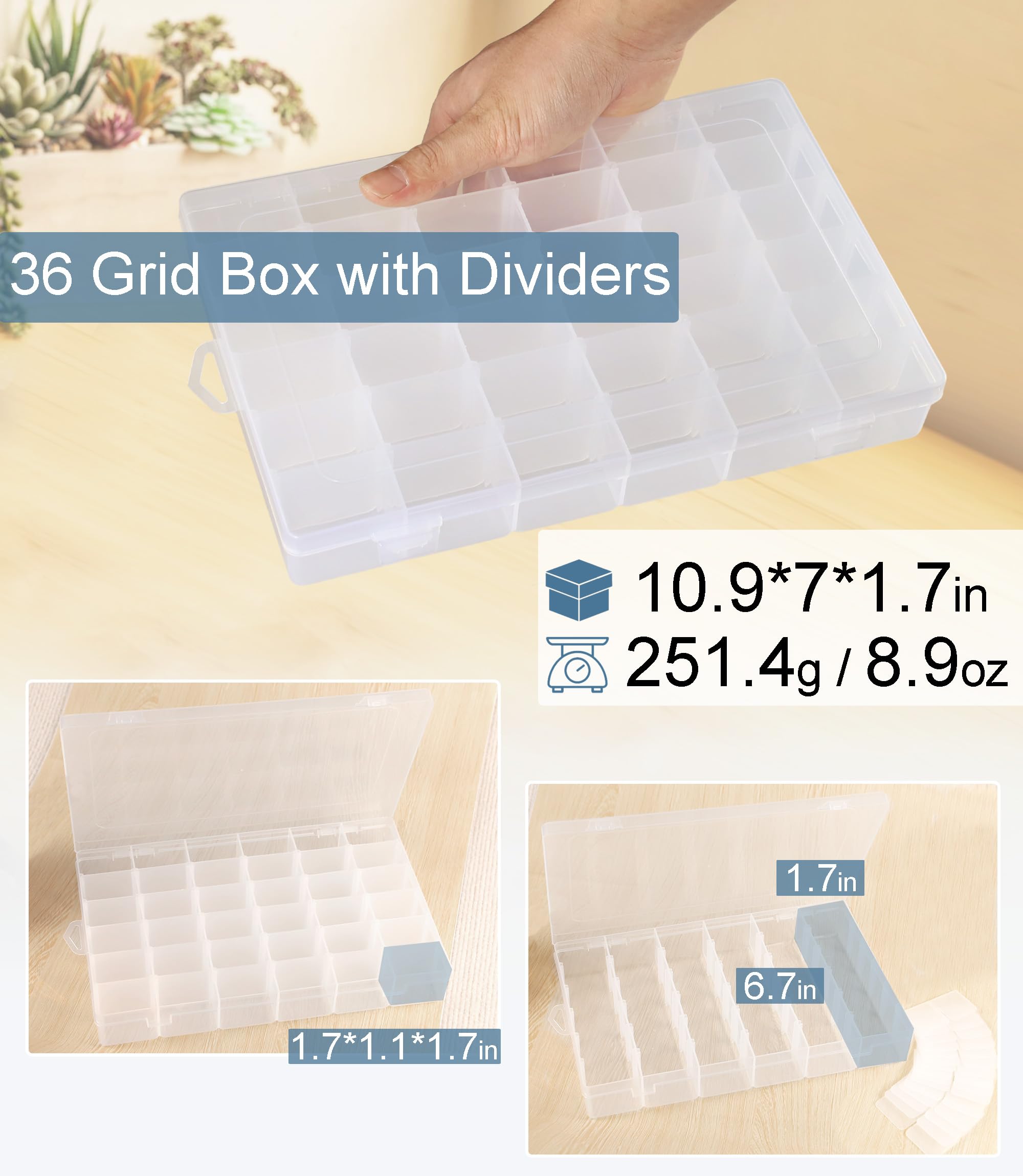 Cqhxvw Bead Organizer Box Tackle Box Organizers and Storage Beads Storage Containers Jewelry Making Organizer Sewing Box Plastic Compartment Organizer Box with Dividers 36 Grid Box