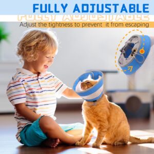 GoGoPaw Cat Cone, Breathable Cat Cone Collar Soft, Adjustable Cat Cone to Stop Licking, Water Resistant Neck Cone for Cats with Air Mesh, Protective Cat Recovery E Collar for Cat Kitten（Blue,S-2