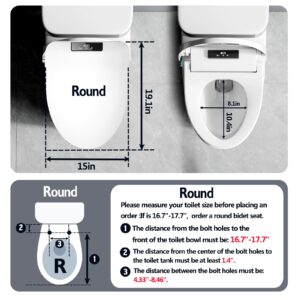 XCQQ Bidet Toilet Seat Round, Bidet with Warm Water and Air Dryer, Heated Toilet Seat, Multiple Spray Modes for Family Members, Self Cleaning Nozzle, Night Light, Remote Control