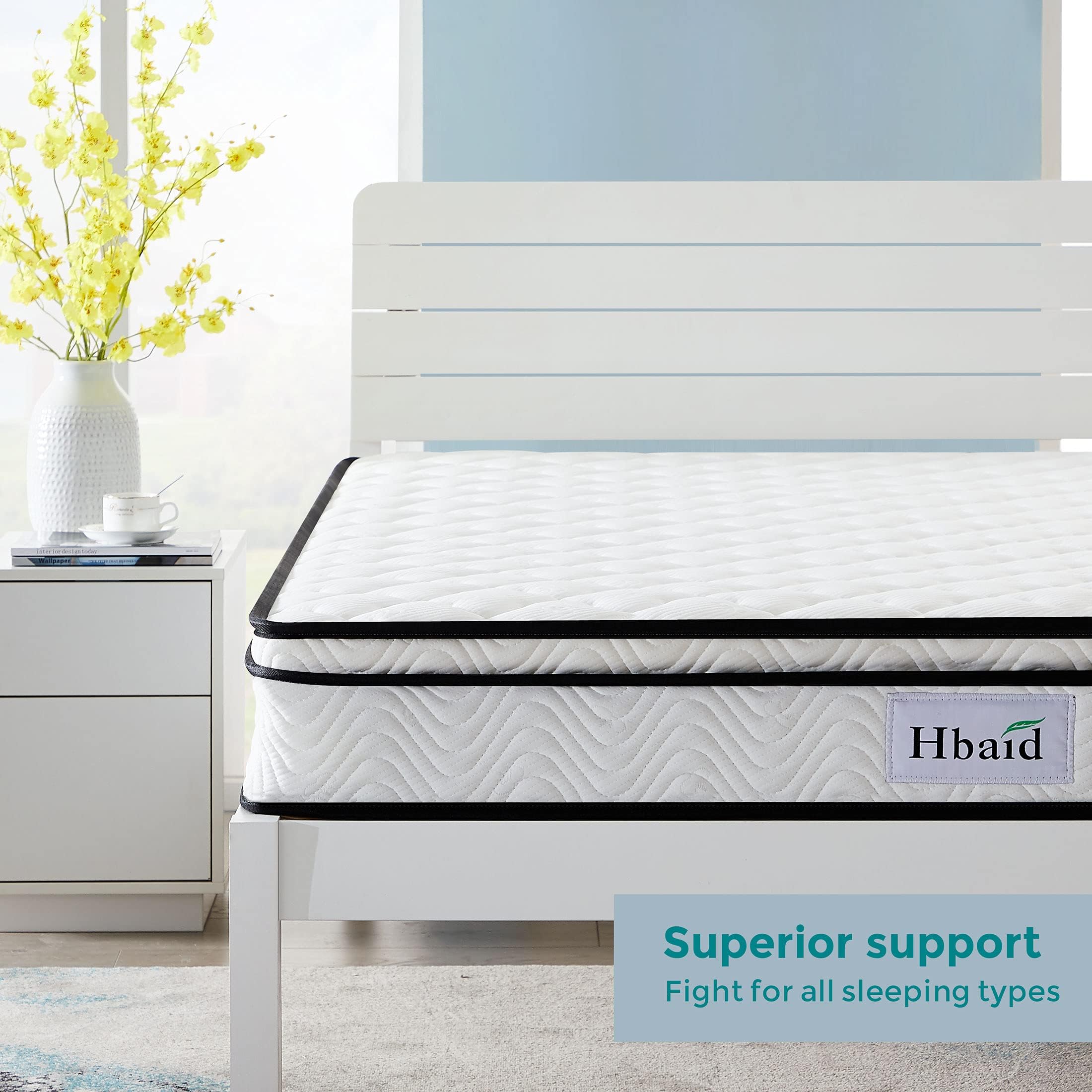 Hbaid 10 Inch Hybrid Mattress with Gel Memory Foam,Motion Isolation Individually Wrapped Pocket Coils, Pressure Relief,Back Pain Relief& Cooling Bed, Full Size