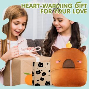 Mewaii Capybara Wearable Hooded Blanket Kids, Soft Flannel Throw Blanket Cloak Wrap, Oversize Capybara Costume Outfits, Cozy Warm Kids Animal Blanket Hoodie with Gloves, Kawaii Gift for Women Teen