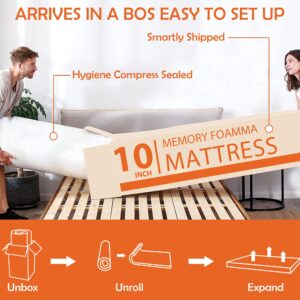 10 inch California King Size Mattress with Cover, Cooling Gel Memory Foam King Mattress for a Cool Sleep & Pressure Relief, Medium Firm Mattress Pad Mattresses, Bed in a Box, CertiPUR-US Certified