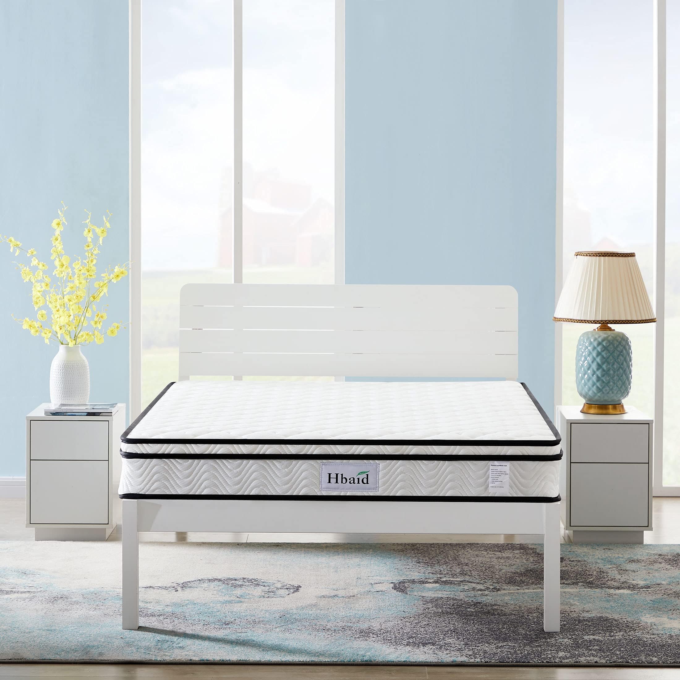 Hbaid 10 Inch Hybrid Mattress with Gel Memory Foam,Motion Isolation Individually Wrapped Pocket Coils, Pressure Relief,Back Pain Relief& Cooling Bed, Queen Size