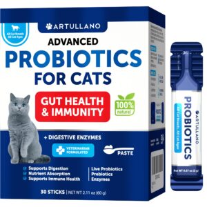 probiotics for cats - cat probiotic support gut health, itchy skin, allergies, immunity, yeast balance - cat probiotics for indoor cats digestive enzymes with prebiotics - cat diarrhea relief