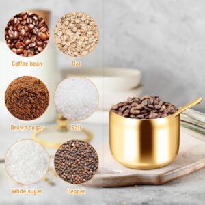 holoith Sugar Container with Glass Lid and Spoon - 10oz Gold Sugar Bowl for Coffee Bar Station Accessories Kitchen Storage for Salt, Candy, Coffee Bean (Gold)