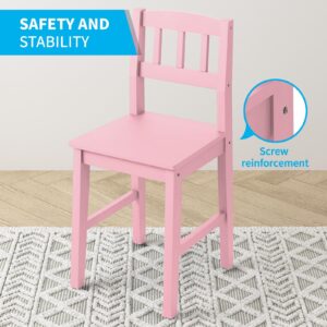 Mjkone Kids Table & Chair Set, Living and Learning Kids' Desk with Hutch and Chair Set, Children’s Desk with 2 Drawers for Storage, Students' Study Computer Workstation with Multiple Cubbies, Pink