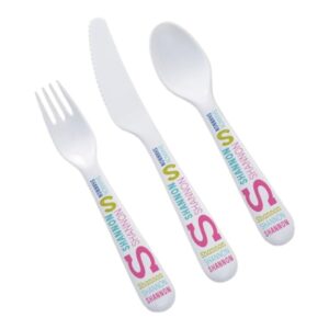 personalization universe repeating name personalized kids 3pc utensil set