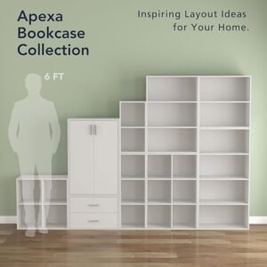 HOMES: Inside + Out Apexa 3 Cube Storage Organizer Shelves, Stackable Wood Bookcase Fits Cubby Bins for Organization, Dorm Teen Room Decor & Home Office, White