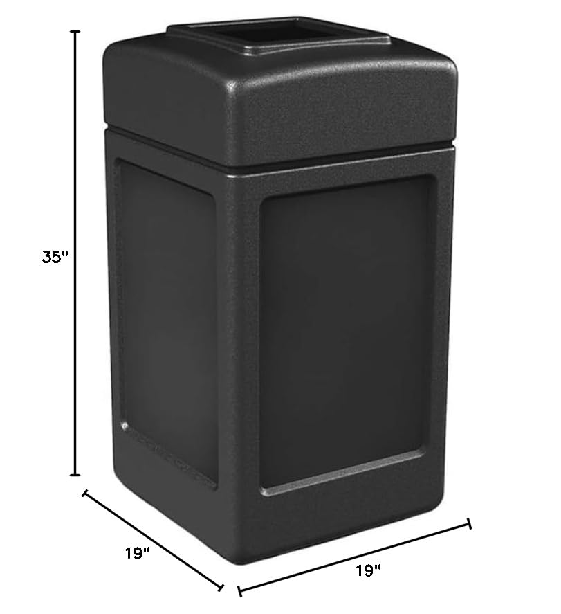 Regal Altair 42-Gallon Square Black Waste Container | Commercial Outdoor Garbage and Trash Container