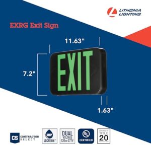 Lithonia Lighting EXRG B EL M6 LED Exit Sign with Switchable Red and Green Letters, California Certified, Nickel Metal Hydride Battery, Black