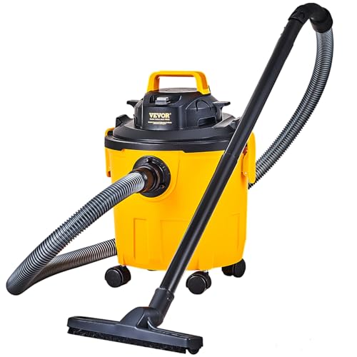 VEVOR Shop Vacuum Wet and Dry, 5 Gallon 6 Peak HP Wet/Dry Vac, Powerful Suction with Blower Function with Attachments 2-in-1 Crevice Nozzle, Small Shop Vac Perfect for Carpet Debris, Pet Hair, Car