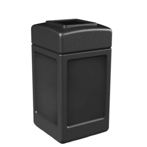 regal altair 42-gallon square black waste container | commercial outdoor garbage and trash container