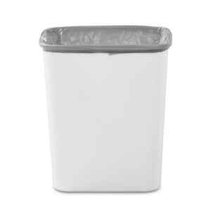 Sterilite 7.8 Gallon SwingTop Wastebasket, Plastic Trash Can with Lid and Compact Design for Kitchen, Office, Dorm, or Laundry Room, White (6 Pack)