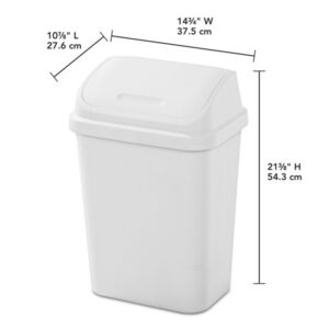 Sterilite 7.8 Gallon SwingTop Wastebasket, Plastic Trash Can with Lid and Compact Design for Kitchen, Office, Dorm, or Laundry Room, White (6 Pack)