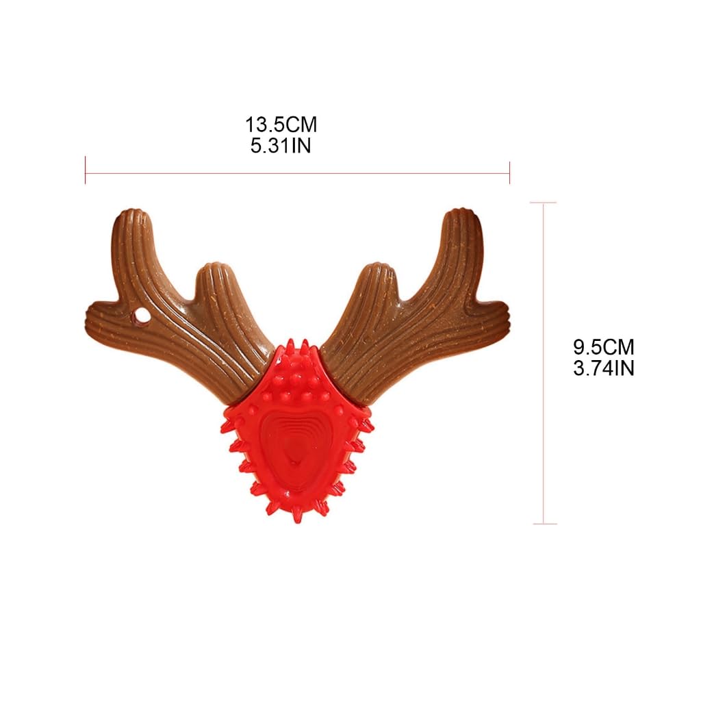 Lily Brown Dog Chew Toy for Aggressive Chewer Antlers Shape Dogs Dental Chewing Toy Puppy Teething Bone Toy Toothbrush Pet Supply