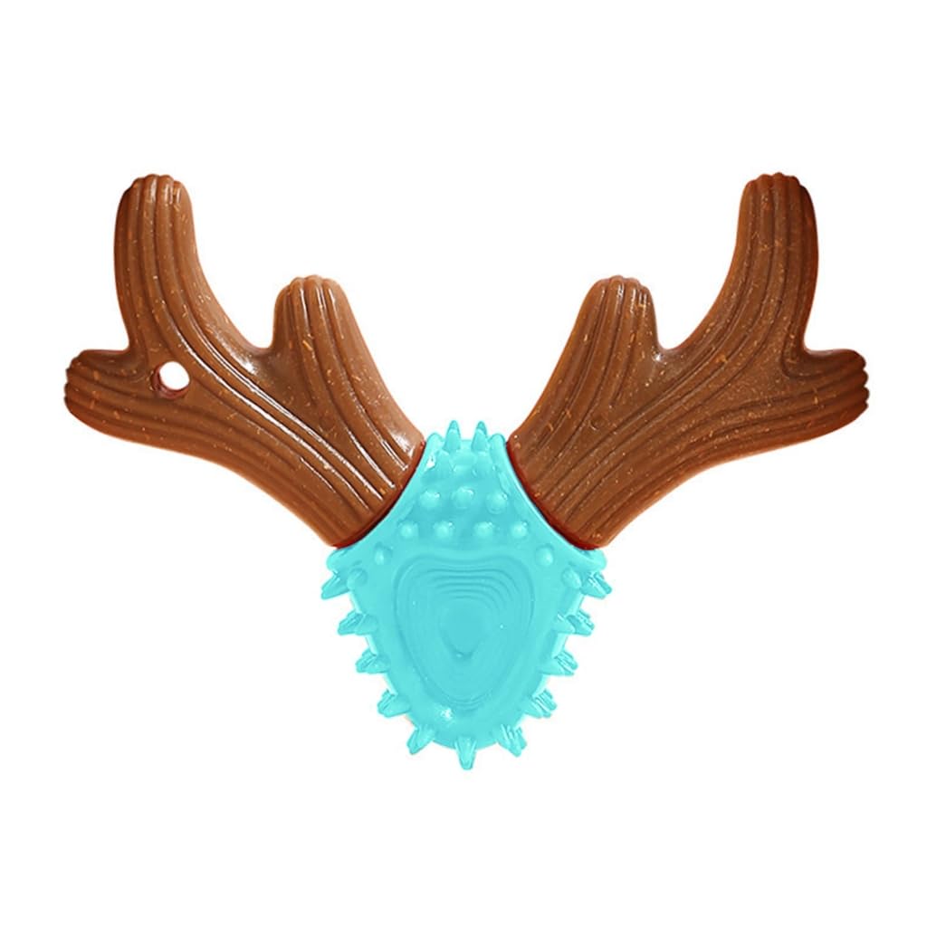 Lily Brown Dog Chew Toy for Aggressive Chewer Antlers Shape Dogs Dental Chewing Toy Puppy Teething Bone Toy Toothbrush Pet Supply