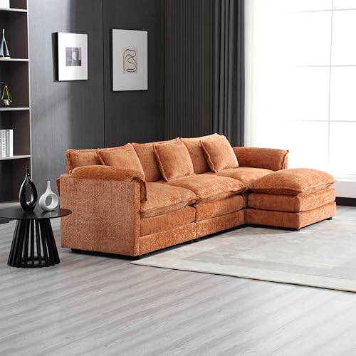 Oversized Modular Sectional Sofa Extra Large L Shaped Sleeper Corner Couch with Reversible Chaise & Thicked Cushions,5 Seat Chenille Upholstered Cloud Sofa&Couches for Living Room Apartment Office